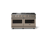 60"W. Sealed Burner Gas Range (Finish: Nantucket, Trim: Polished Chrome, Fuel: Natural Gas)