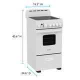 Avanti 20-Inch Freestanding Electric Range with Ceramic Glass Cooktop, in White (CERU200P0W)