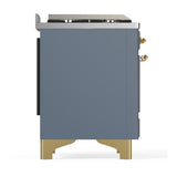 ILVE UM36FNR3BGGLP Majestic III 36 inch Dual Fuel Range with 6 Black Brass Burners and Griddle, Dual Function Burner up to 25,000 BTU (Triple Glass Door, Blue Grey, Brass, Liquid Propane)