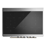 ILVE UMDIB40QNR3WHB Majestic III 40 inch Induction Range with 6 Elements, 3.82 cu. ft. Total Oven Capacity (Solid Door, White, Burnished)