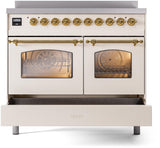 Nostalgie II 40 Inch Electric Freestanding Range in Antique White with Brass Trim