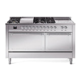 ILVE UN60FSQNMPSSC Nostalgie II Noblesse 60 inch Dual Fuel Range (7 Sealed Burners + Griddle + French Top, Natural Gas, Solid Door, Stainless Steel, Chrome)