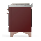 ILVE UM60FSNR3BUP Majestic III 60 inch Dual Fuel Range with 7 Burners, Griddle and French Top, Dual Function Burner with up to 25,000 BTU (Natural Gas, Triple Glass Door, Burgundy, Copper)
