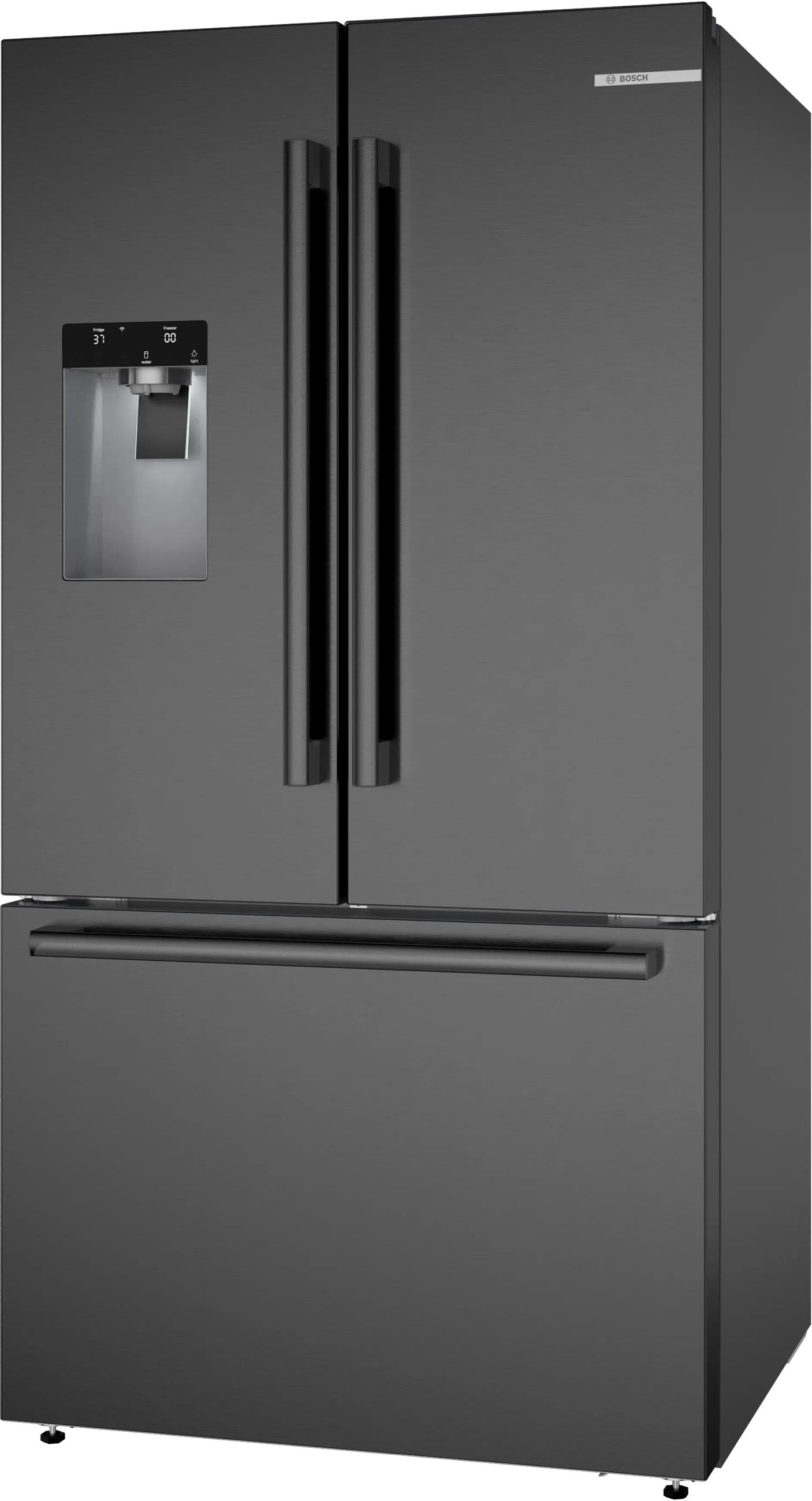 500 Series French Door Bottom Mount Refrigerator 36" Black Stainless Steel, Total No Frost