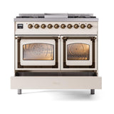 ILVE UND40FNMPAWBLP Nostalgie II Noblesse 40 inch Dual Fuel Range (Liquid Propane, Triple Glass Door, Antique White, Burnished)