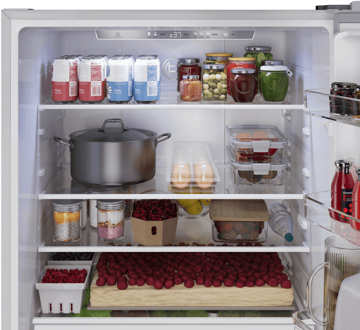 100 Series, free-standing fridge-freezer with freezer at bottom, Brushed steel (with anti-fingerprint), Total No Frost