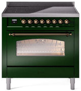 Nostalgie II 36 Inch Electric Freestanding Range in Emerald Green with Bronze Trim