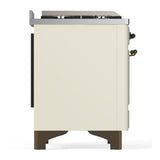 ILVE UMD40FNR3AWB Majestic III 40 inch Dual Fuel Range with 6 Burners and Griddle, Dual Function Burner up to 25,000 BTU (Natural Gas, Triple Glass Door, Antique White, Burnished)