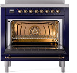 Nostalgie II 36 Inch Electric Freestanding Range in Blue with Bronze Trim