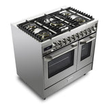 Verona VUFSGE365DSS 36 inch Ultima Collection Double Oven Dual Fuel Range with 5 Brass Burners, 4.1 cu. ft. Total Oven Capacity