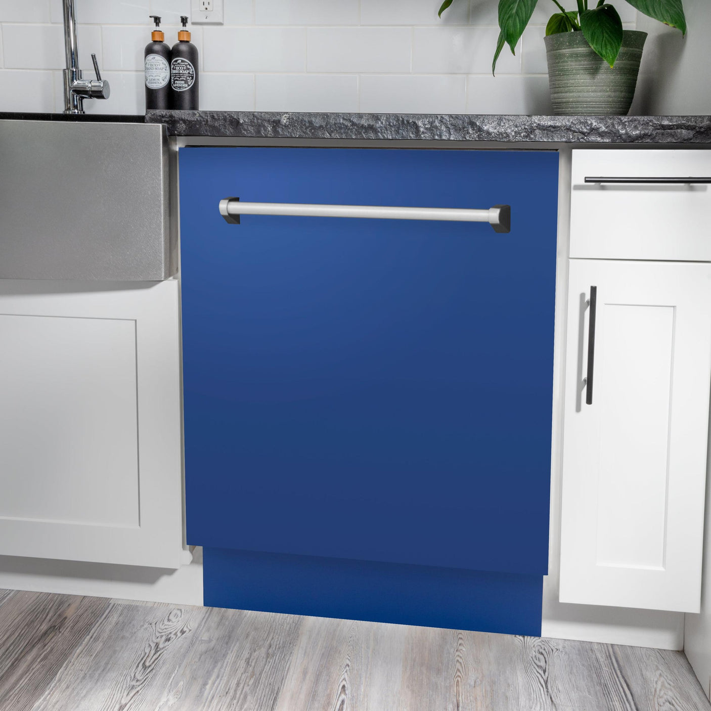 ZLINE 24" Tallac Series 3rd Rack Dishwasher with Traditional Handle, 51dBa (DWV-24) [Color: Blue Matte]