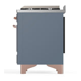 ILVE UM60FNR3BGPLP Majestic III 60 inch Dual Fuel Range with 9 Burners and Griddle, Dual Function Burner up to 25,000 BTU (Liquid Propane, Triple Glass Door, Blue Grey, Copper)