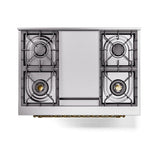 ILVE UN36FQNMPEGGLP Nostalgie II Noblesse 36 inch Dual Fuel Range (Liquid Propane, Solid Door, Emerald Green, Brass)