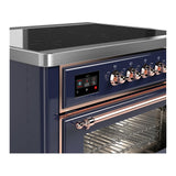 ILVE UMIB36NR3MBP Majestic III 36 inch Induction Range with 6 Elements, 3.5 cu. ft. Total Oven Capacity (Triple Glass Door, Midnight Blue, Copper)