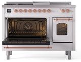 Nostalgie II 48 Inch Dual Fuel Liquid Propane Freestanding Range in White with Copper Trim