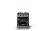30"W. Sealed Burner Gas Range (Finish: November Sky, Trim: Polished Chrome, Fuel: Natural Gas)