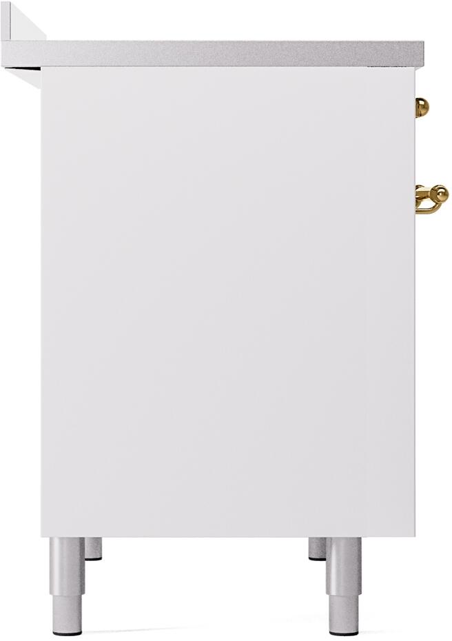 Nostalgie II 40 Inch Electric Freestanding Range in White with Brass Trim