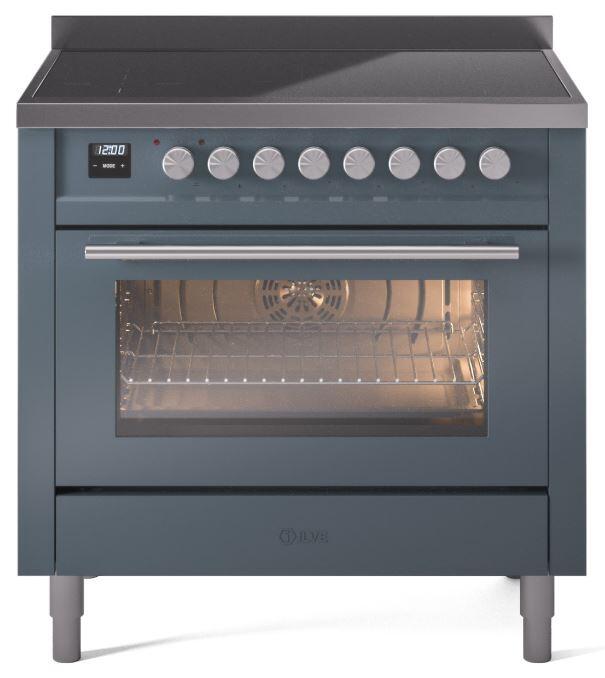 Professional Plus II 36 Inch Electric Freestanding Range in Blue Grey with Trim