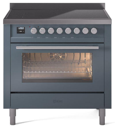 Professional Plus II 36 Inch Electric Freestanding Range in Blue Grey with Trim