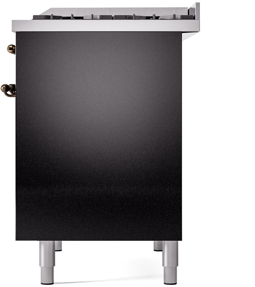 Nostalgie II 40 Inch Dual Fuel Natural Gas Freestanding Range in Glossy Black with Bronze Trim