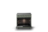 36"W. Induction Range (Finish: Eucalyptus, Trim: Polished Chrome)