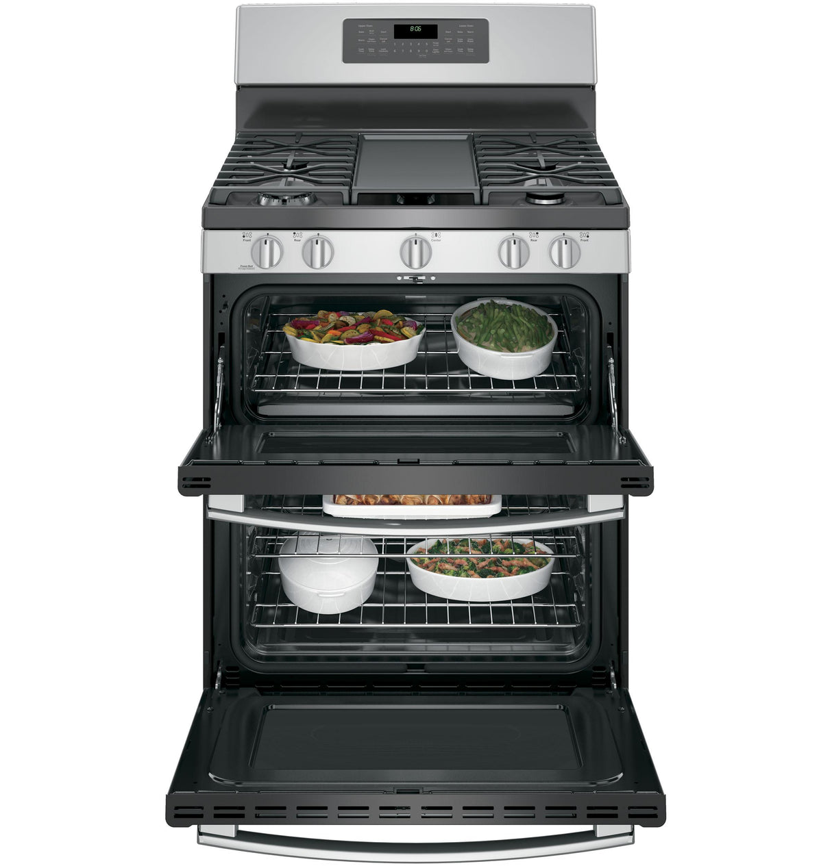 GE® 30" Free-Standing Gas Double Oven Convection Range