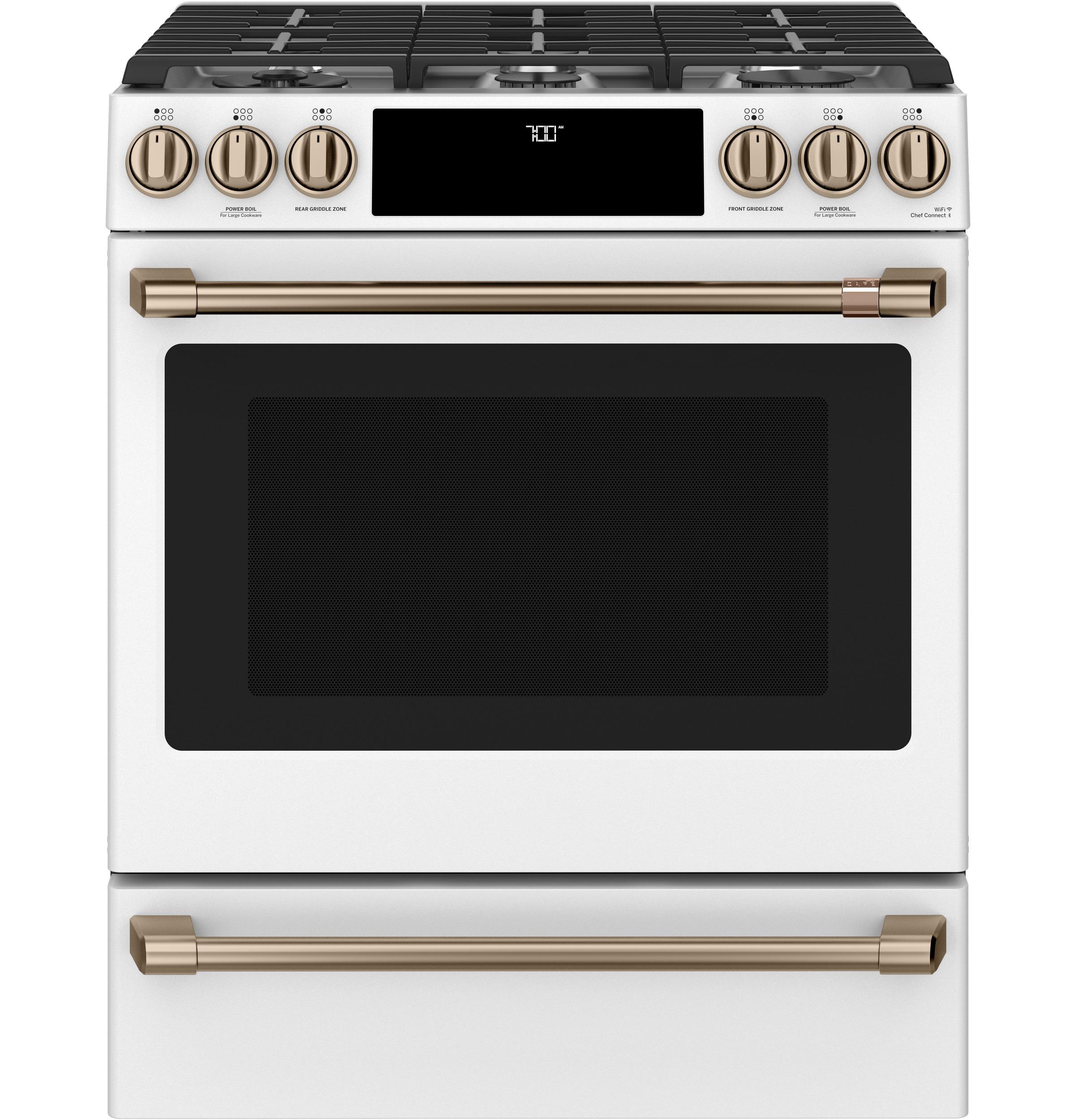 Café 30" Slide-In Front Control Gas Oven with Convection Range