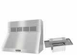 DAR 1230 Set 2 Wall-Mounted Range Hood With Circulation Mode with integrated XL motor including 6" chimney cover.