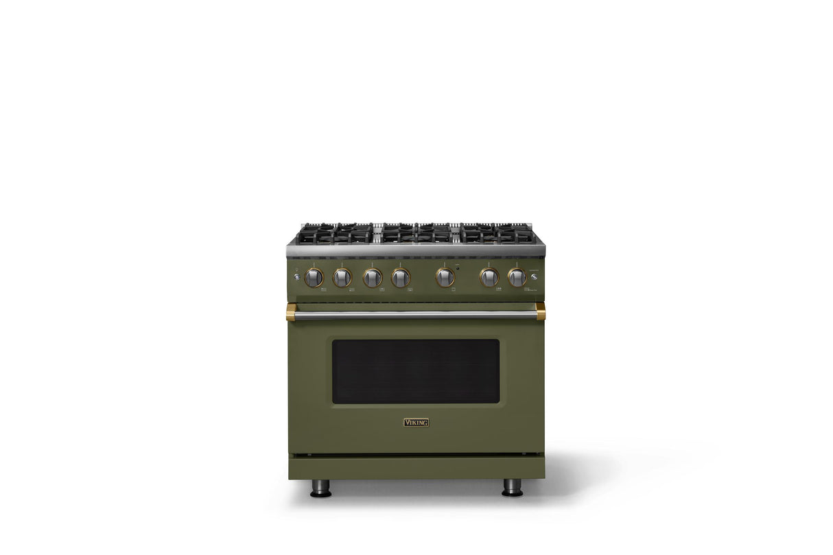 36"W. Sealed Burner Gas Range (Burner: 6b, Finish: Martini, Trim: Brushed Brass, Fuel: Natural Gas)