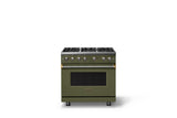 36"W. Sealed Burner Gas Range (Burner: 6b, Finish: Martini, Trim: Brushed Brass, Fuel: Natural Gas)
