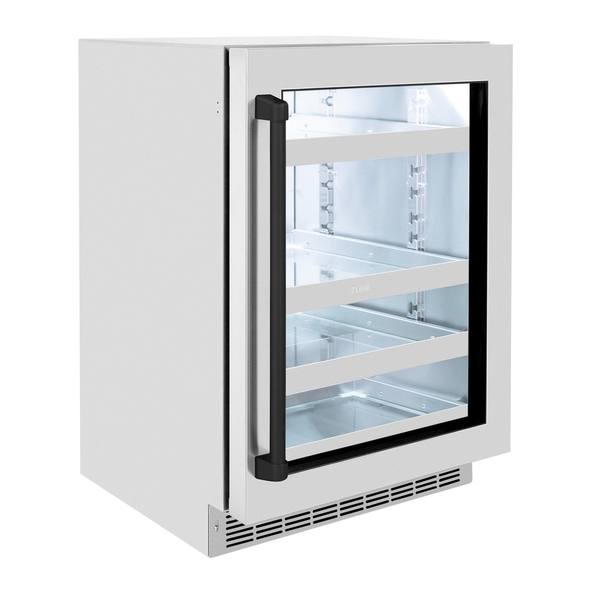 ZLINE 24 In. Touchstone Beverage Fridge with Stainless Steel Glass Door and Matte Black Handle (RBSOZ-GS-24-MB)