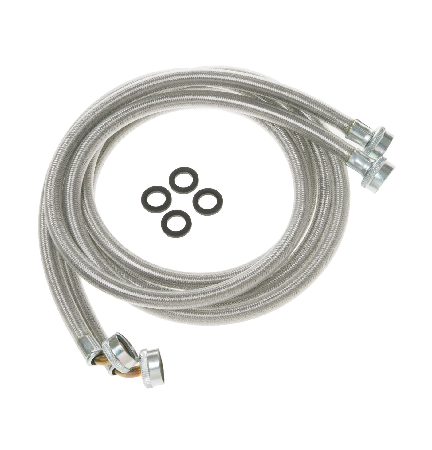 UNIVERSAL 6 FT STAINLESS STEEL WASHING MACHINE HOSES WITH 90 DEGREE ELBOW