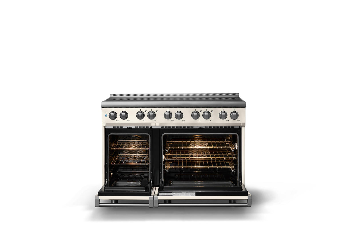 48"W. Induction Range (Finish: Pure White, Trim: Polished Chrome)