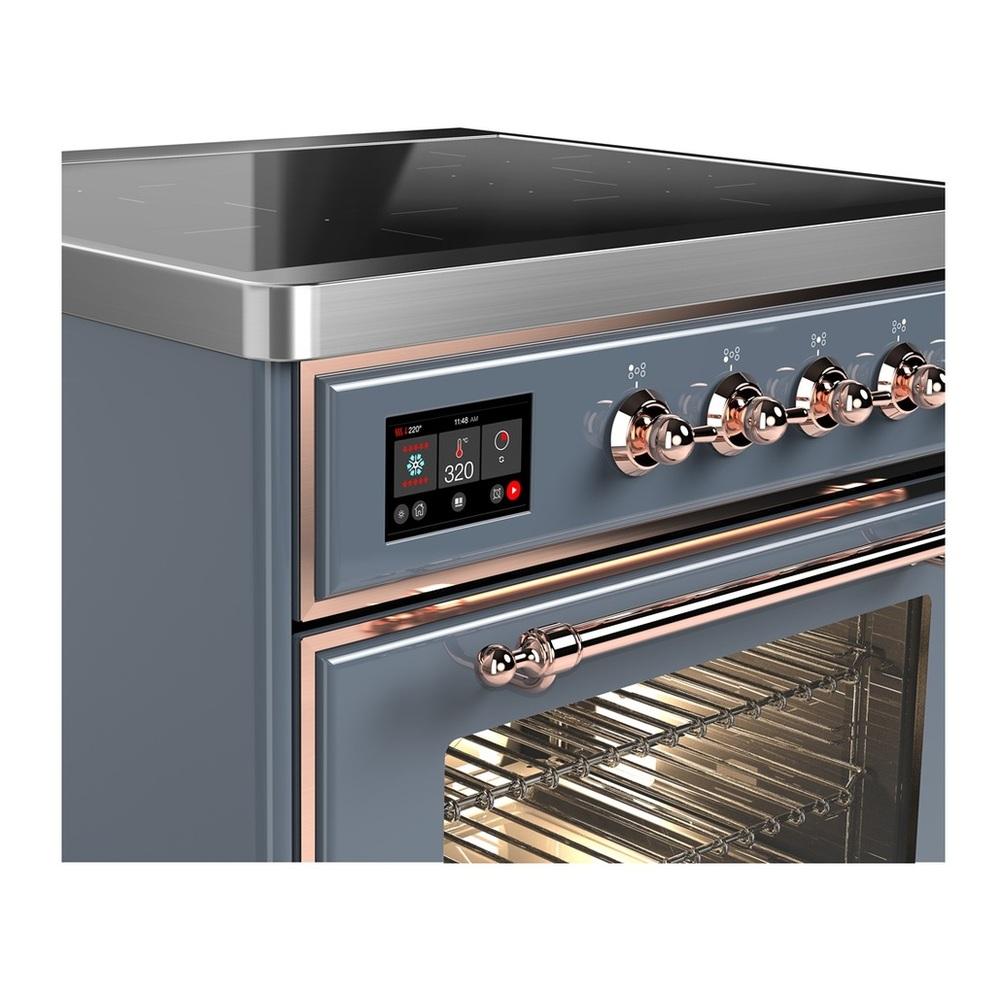 ILVE UMIB30NR3BGP Majestic III 30 inch Induction Range with 4 Elements, 4 cu. ft. Oven Capacity (Triple Glass Door, Blue Grey, Copper)