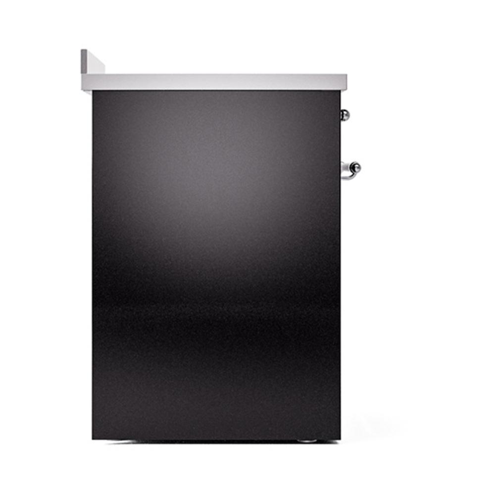 ILVE UNI304QNMPBKC Nostalgie II Noblesse 30 inch Induction Range (Solid Door, Glossy Black, Chrome)