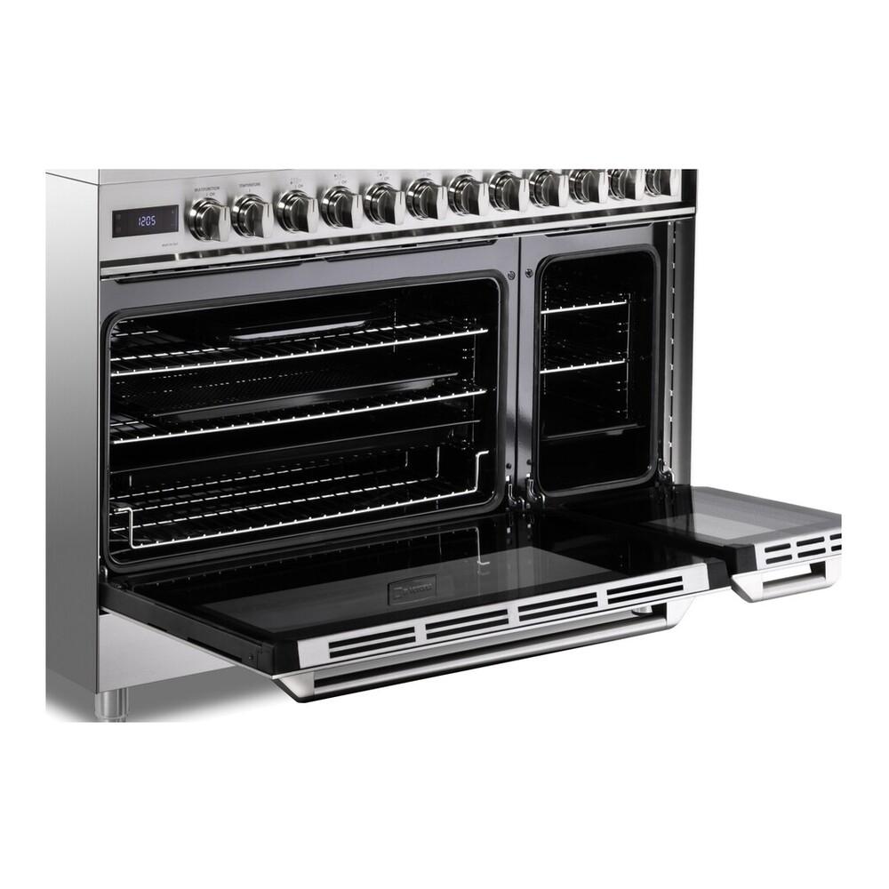 Verona VUFSGE486DSS 48 inch Ultima Collection Dual Fuel Range with 6 Brass Sealed Burners, 5.8 cu. ft. Oven Capacity, Digital Clock in Stainless Steel