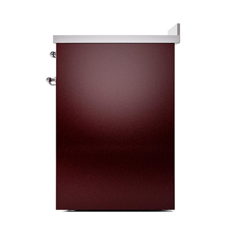 ILVE UNI304QNMPBUC Nostalgie II Noblesse 30 inch Induction Range (Solid Door, Burgundy, Chrome)