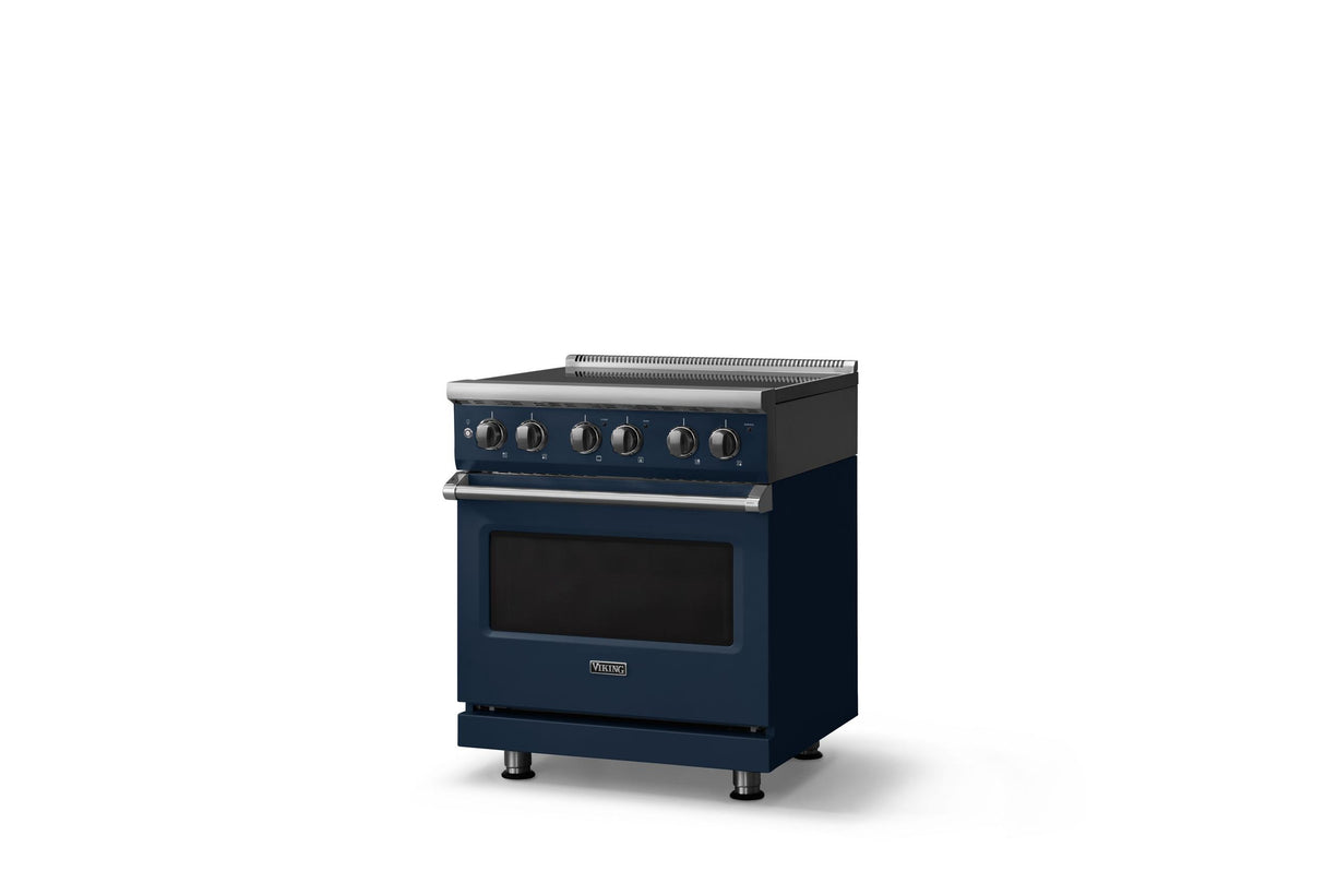 30"W. Electric Range (Finish: Slate Blue, Trim: Polished Chrome)