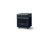 30"W. Electric Range (Finish: Slate Blue, Trim: Polished Chrome)