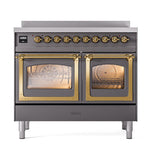 ILVE UNDI406NMPMGG Nostalgie II Noblesse 40 inch Induction Range (Triple Glass Door, Graphite Matte, Brass)
