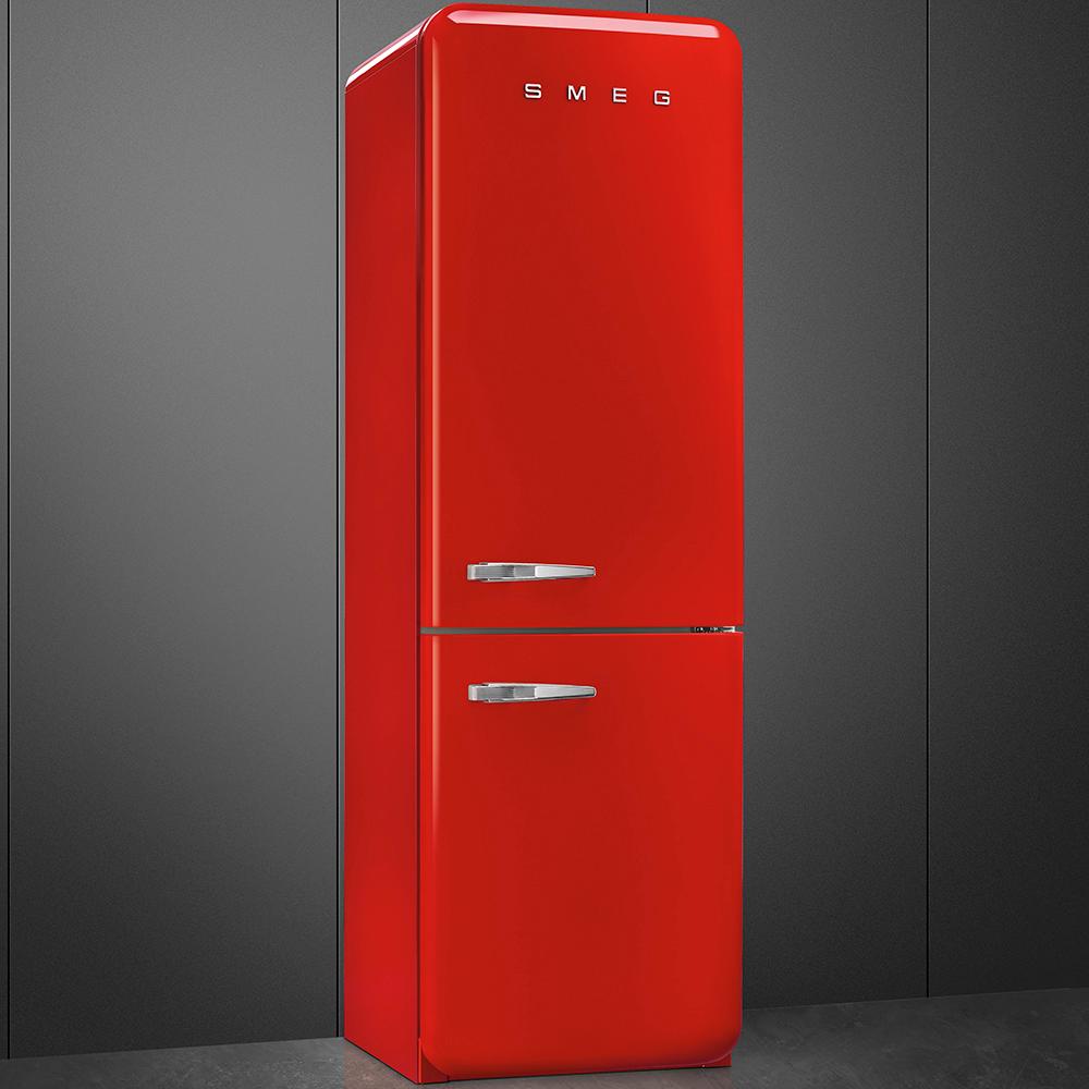 Approx 24" 50'S Style refrigerator with automatic freezer, Red, Right hand hinge