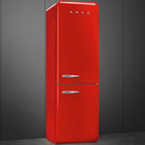 Approx 24" 50'S Style refrigerator with automatic freezer, Red, Right hand hinge