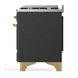 ILVE UM60FSQNR3MGG Majestic III 60 inch Dual Fuel Range with 7 Burners, Griddle and French Top, Dual Function Burner with up to 25,000 BTU (Natural Gas, Solid Door, Graphite Matte, Brass)