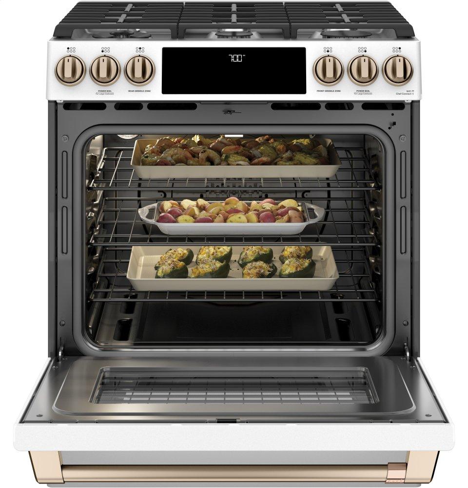 Café 30" Slide-In Front Control Gas Oven with Convection Range