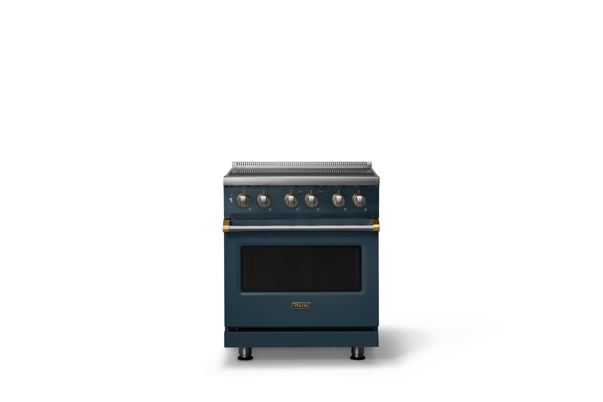 30"W. Induction Range (Finish: Squall, Trim: Brushed Brass)