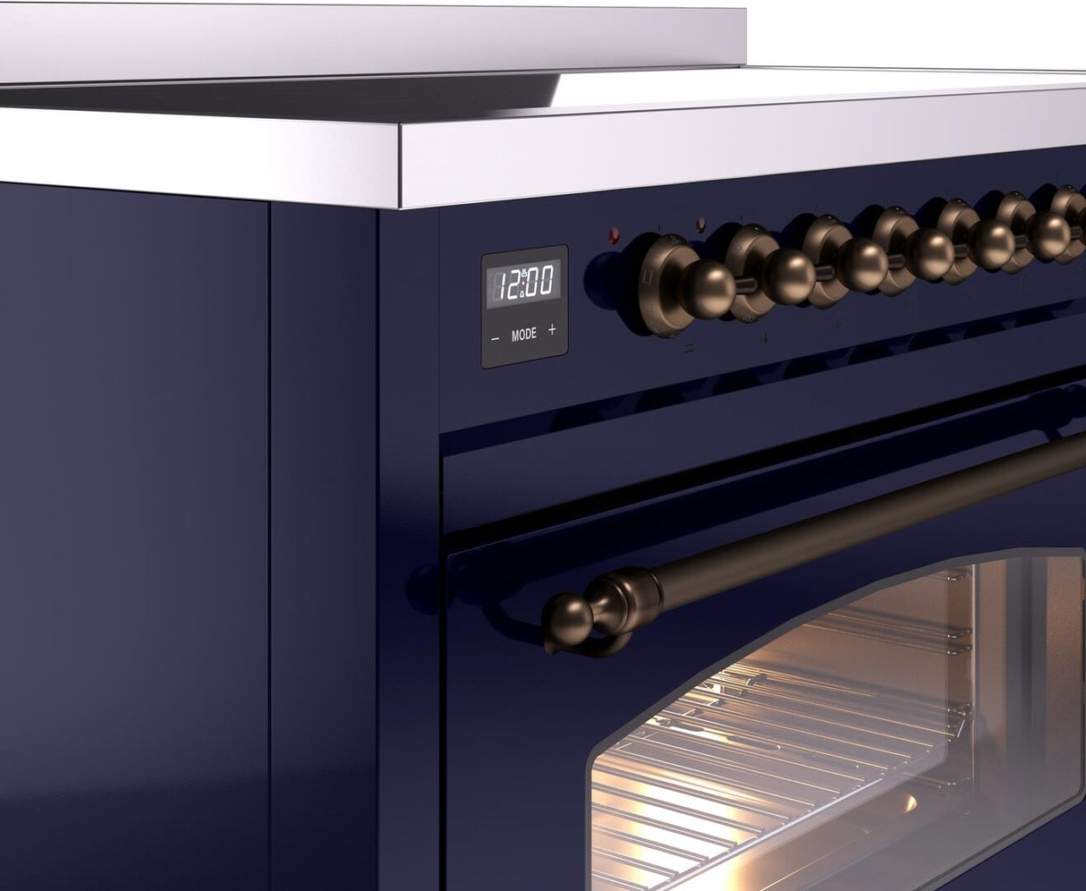 Nostalgie II 48 Inch Electric Freestanding Range in Blue with Bronze Trim