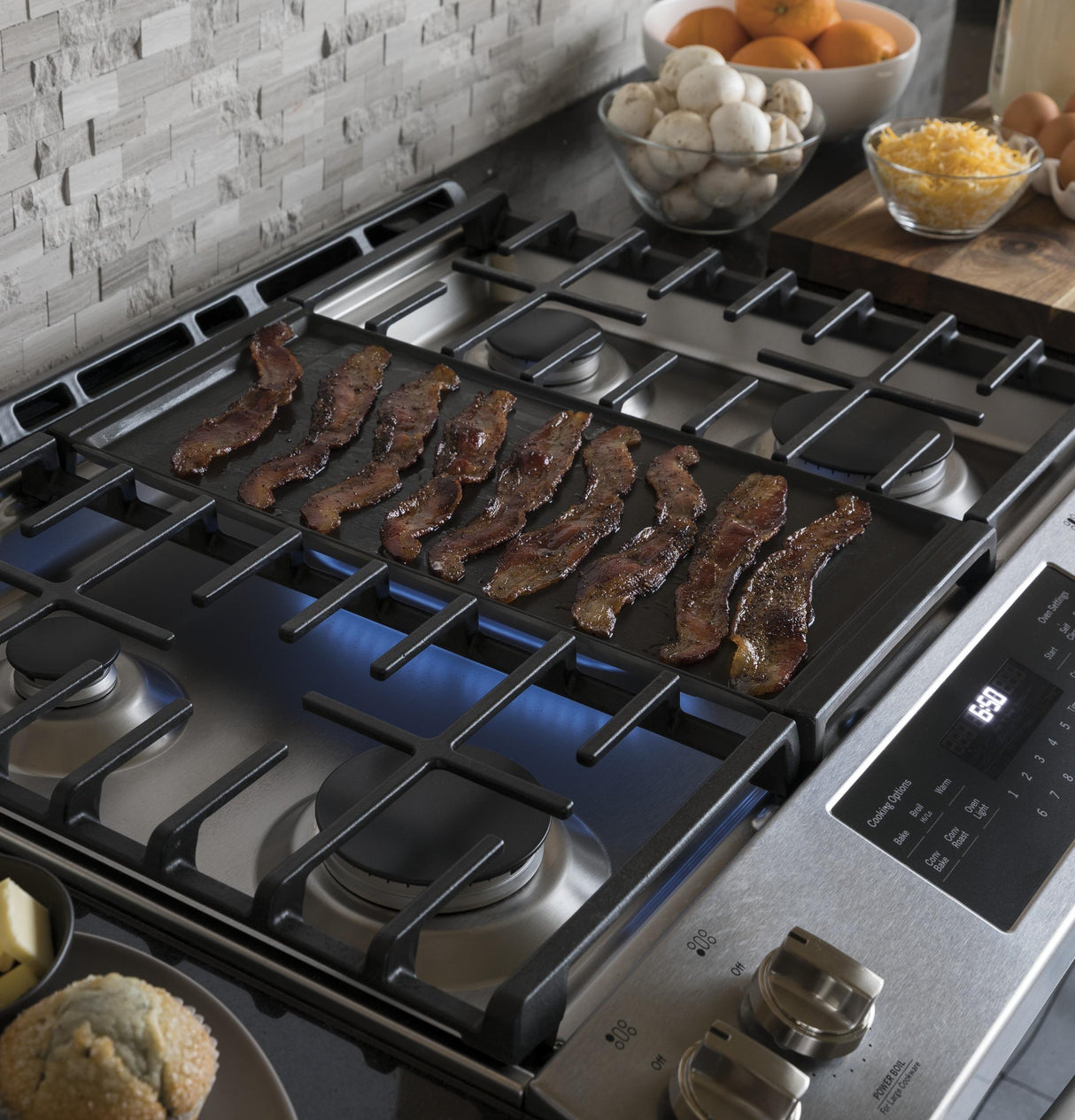 GE® 30" Slide-In Front-Control Convection Gas Range