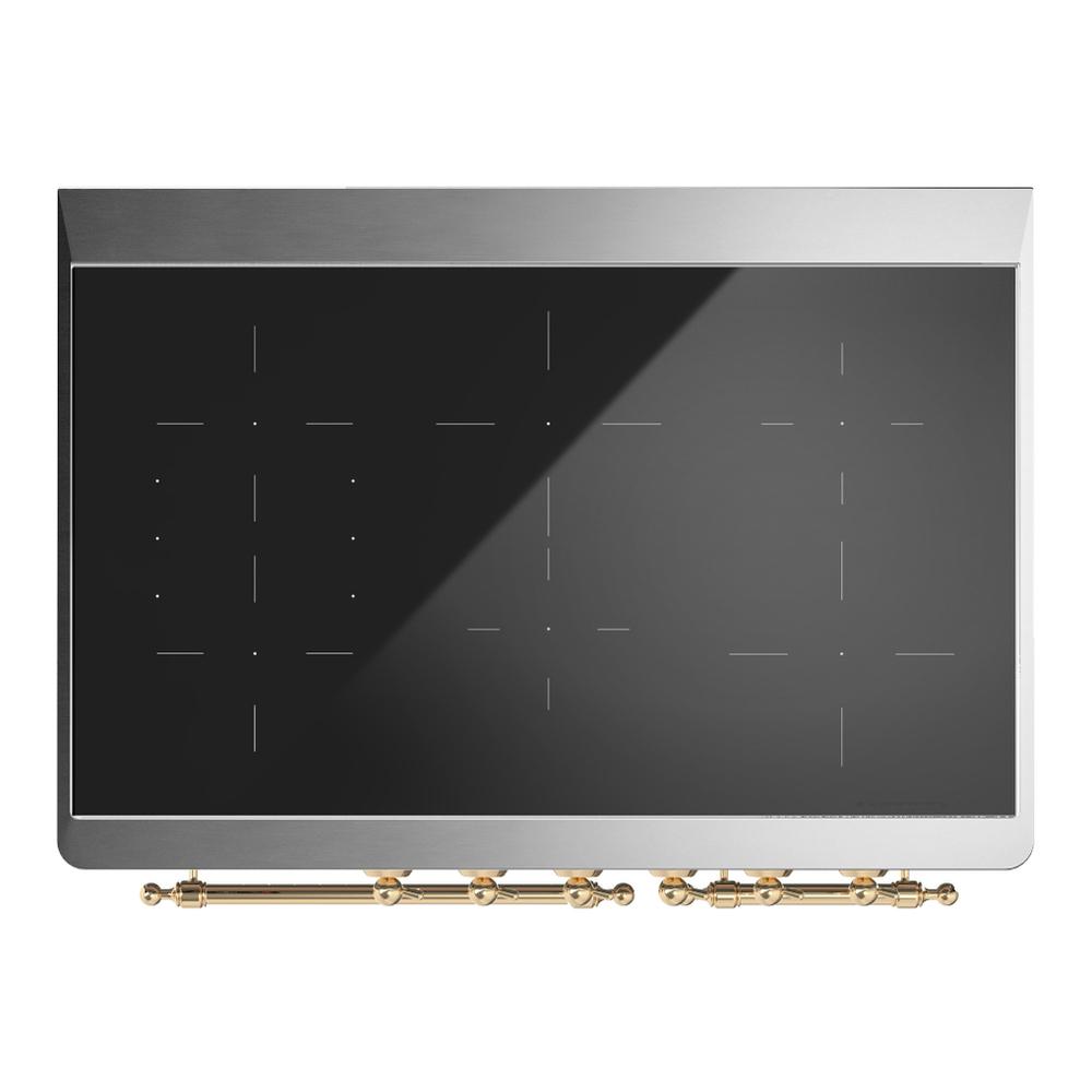ILVE UMDIB40QNR3SSG Majestic III 40 inch Induction Range with 6 Elements, 3.82 cu. ft. Total Oven Capacity (Solid Door, Stainless Steel, Brass)