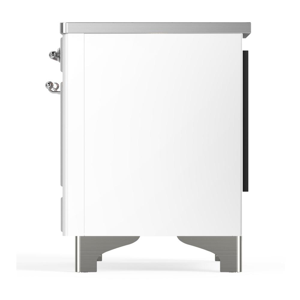 ILVE UMIB36NR3WHC Majestic III 36 inch Induction Range with 6 Elements, 3.5 cu. ft. Total Oven Capacity (Triple Glass Door, White, Chrome)