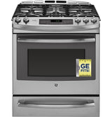 GE Profile™ Series 30" Dual Fuel Slide-In Front Control Range with Warming Drawer